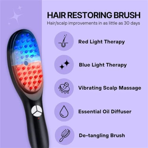 Electric Scalp Massage Comb | Red & Blue Light Therapy | Hair Growth & Relaxation