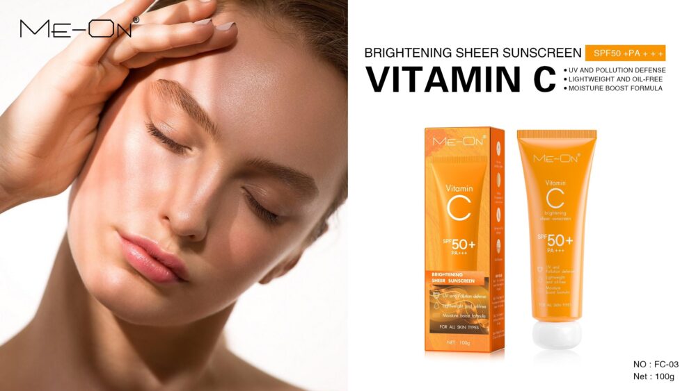 Me-On Vitamin C Sunscreen SPF 50 | Brightening Sheer UV Protection for All Skin Types – 100g